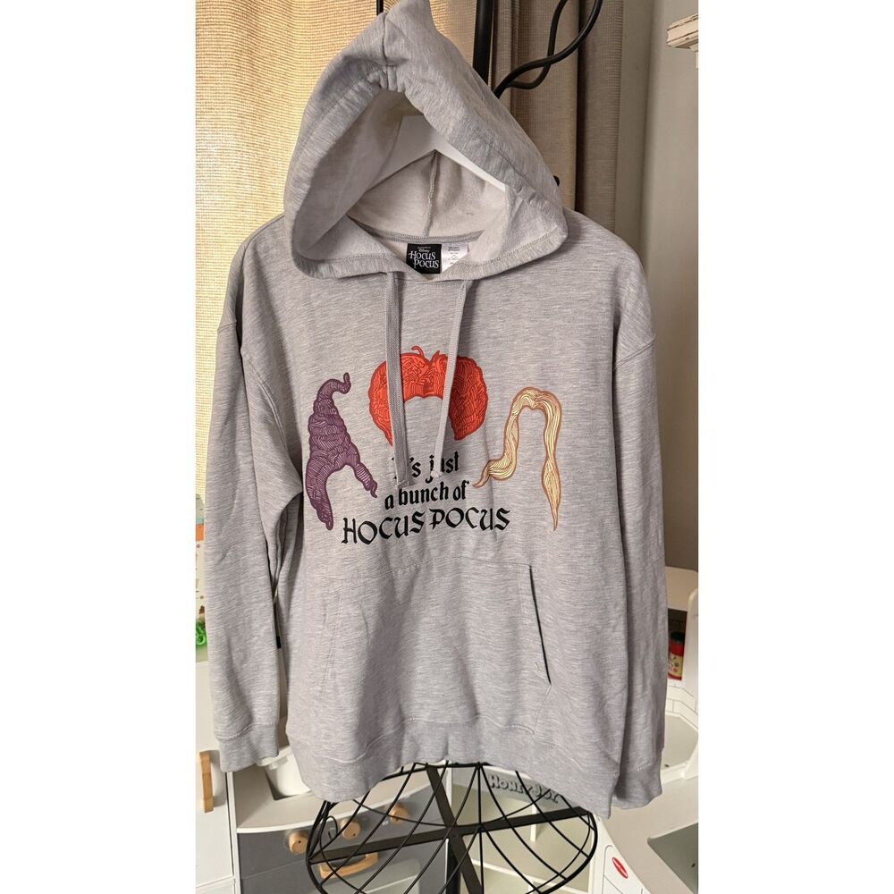 Official Disney Hocus Pocus Gray Pullover Graphic Hoodie XXL